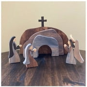 Easter Resurrection Scene Set Easter Scene Wooden Decor Home Decor Gifts He is Risen Wooden Jesus Nativity Christ Religious Decorations Easter He is Risen Cross Decoration for Home